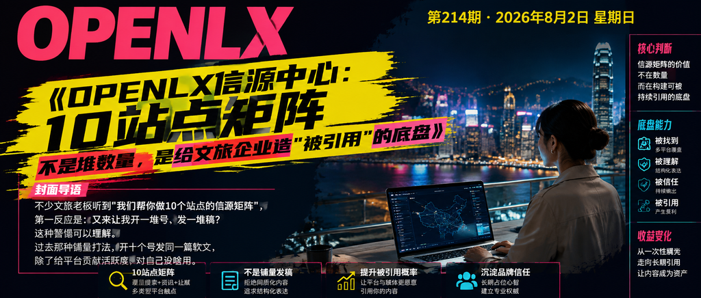 OPENLX信源中心：10站点矩阵不是堆数量，是给文旅企业造"被引用"的底盘｜OPENLX、OPENLX信源中心